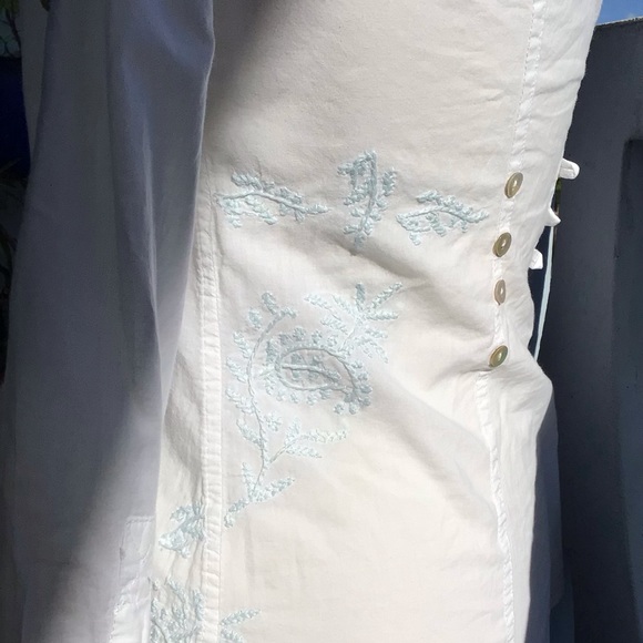 Subtle Luxury Gorgeous Embroidered Cotton Tuxedo Style Long Sleeve Shirt - Picture 13 of 16